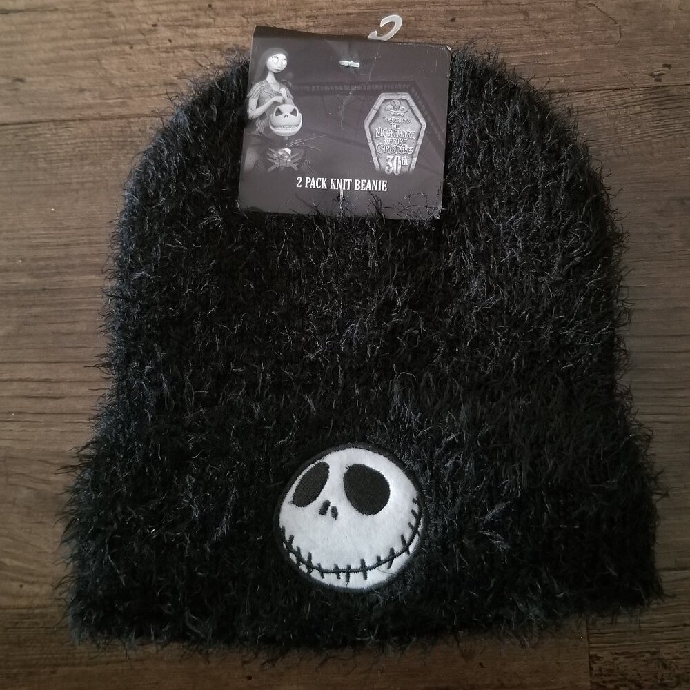 2 pack - Disney Nightmare Before Christmas Jack & Sally Knit & Fuzzy Toque / Hat